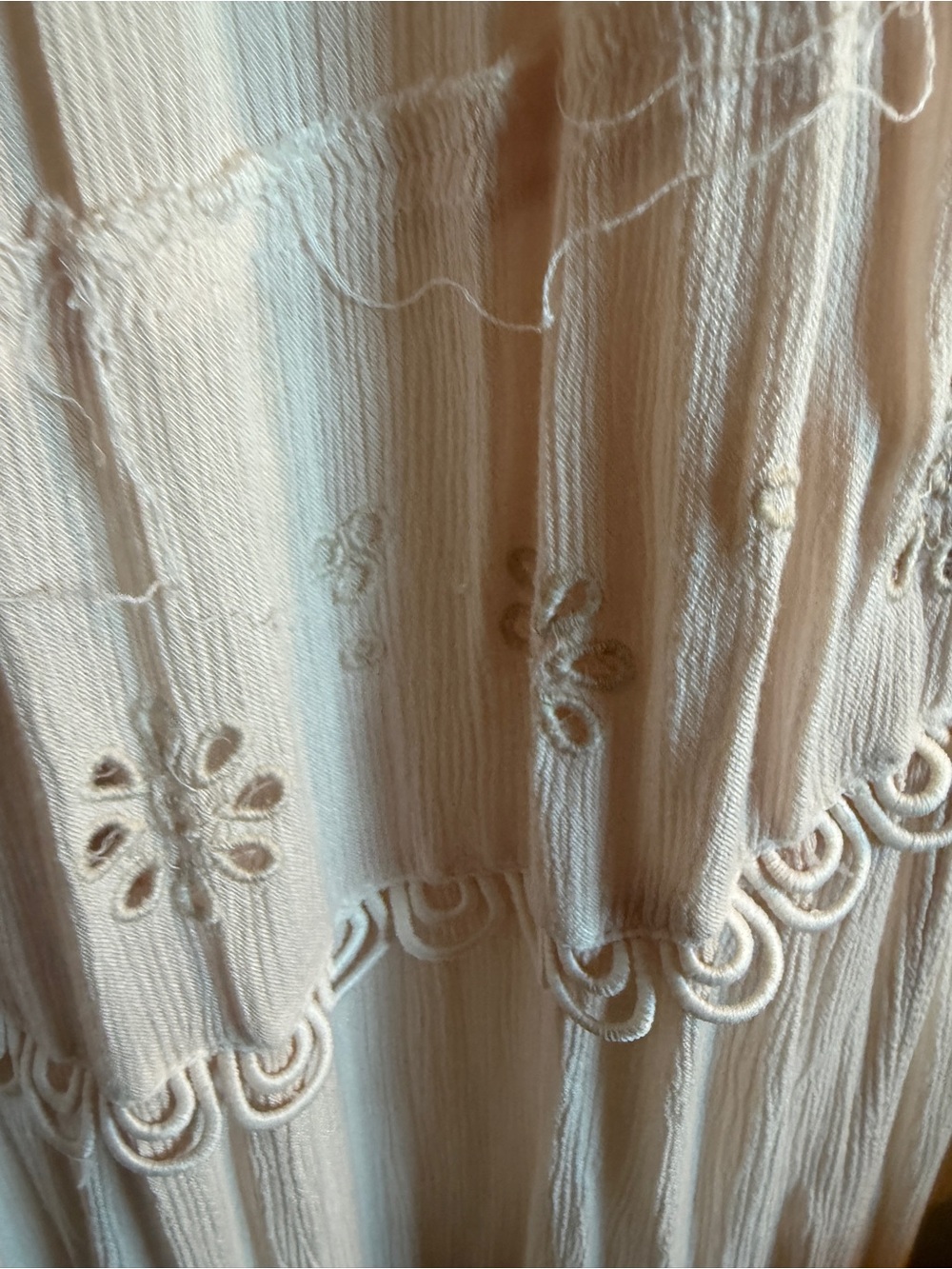 Free People Ivory Collared Button Front Maxi Duster Dress L Peach - Picture 10 of 13